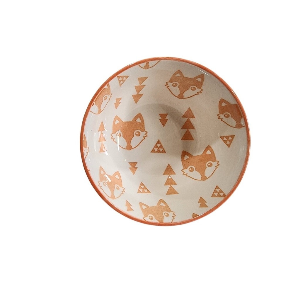 Pfaltzgraff Pad Print Orange Fox Foxes 6" Soup Cereal Bowl Embossed NOS